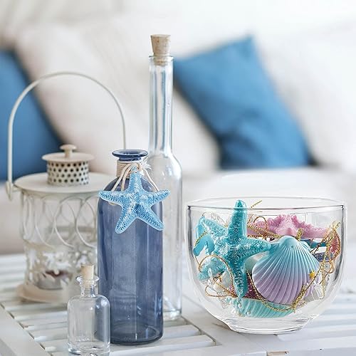 Miniatura 5 de Jetec 24 adornos de Navidad costeros de sirena, adornos de Navidad, decoraciones de playa para árbol con temática del océano, estrellas de mar,