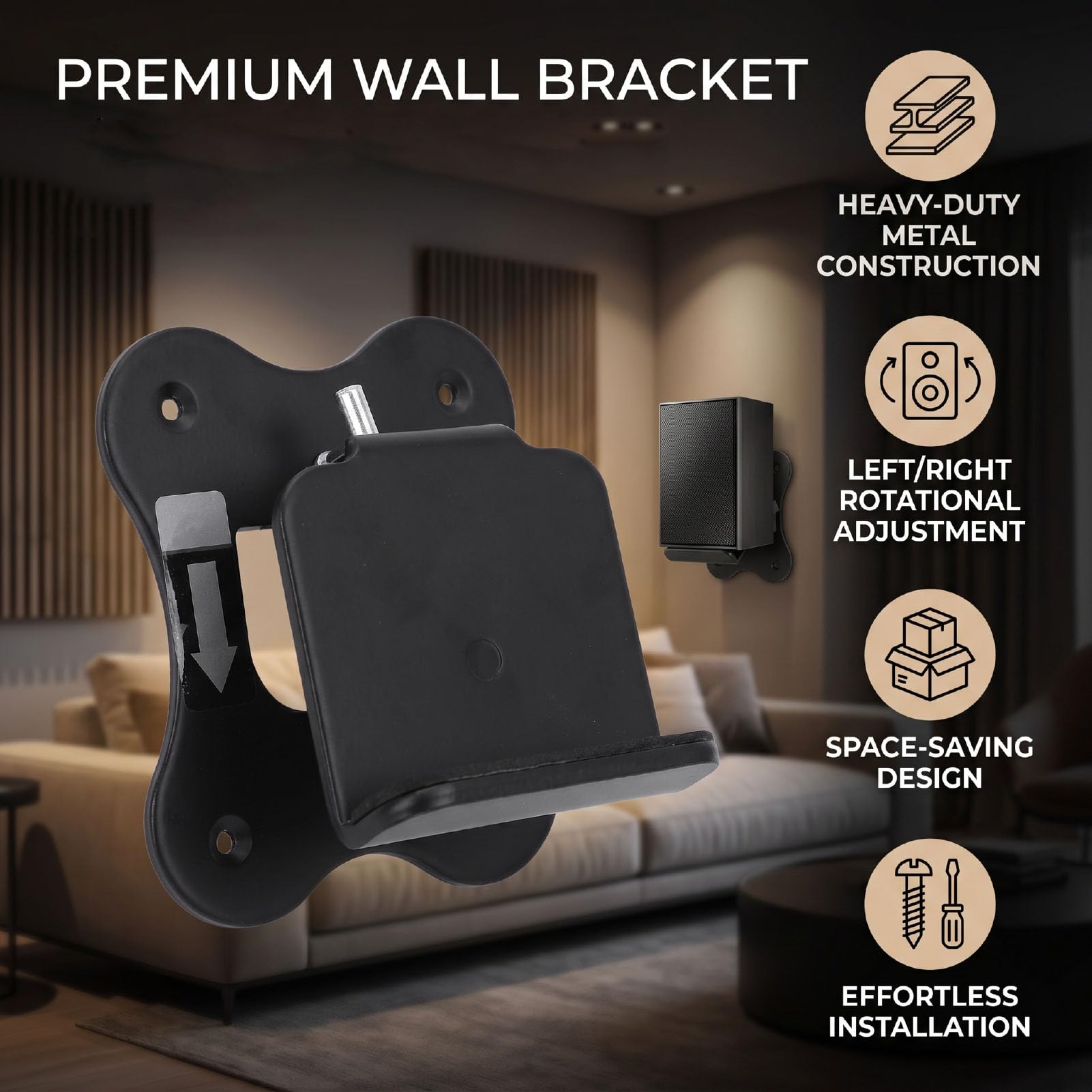 Elprico Soporte de Pared para Altavoz Giratorio para Altavoz Trasero
