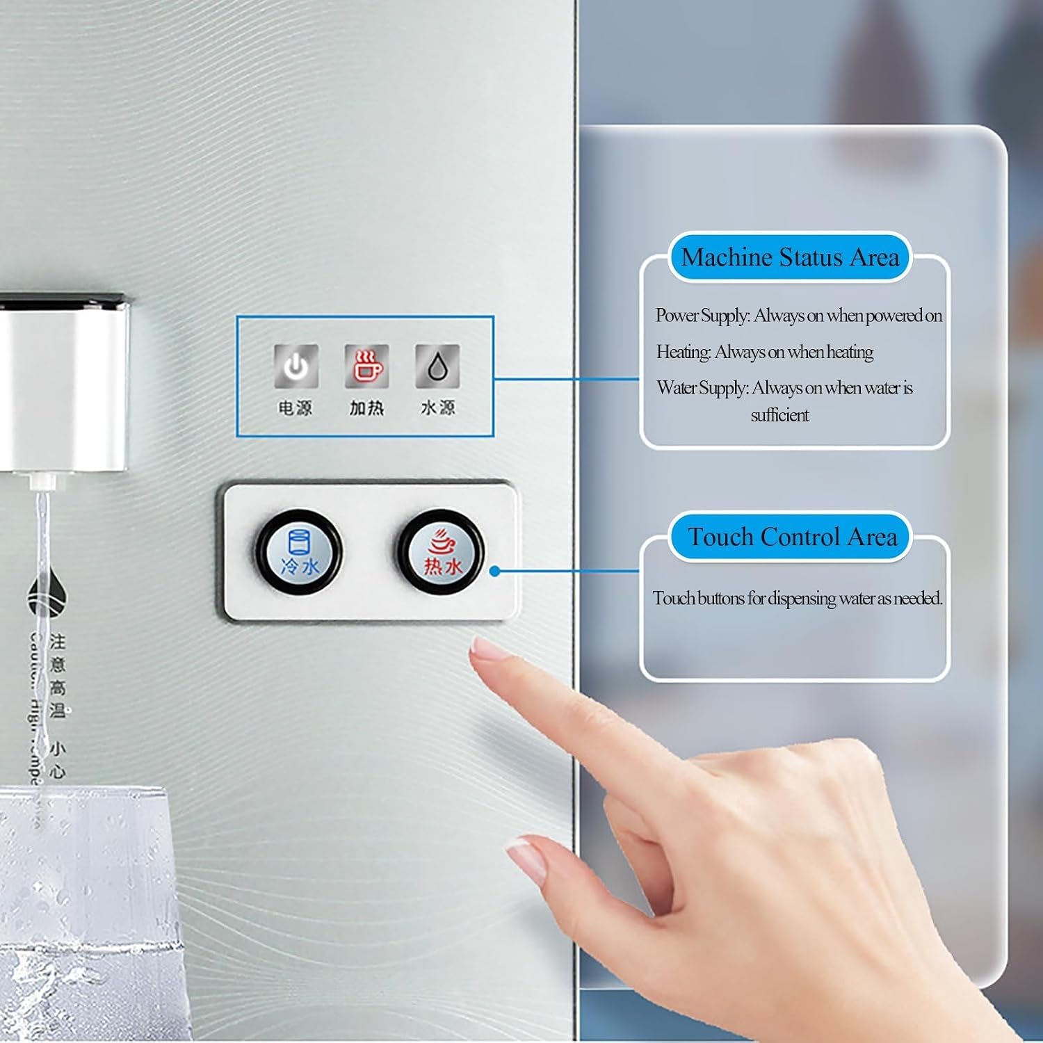 Dispensador De Agua Caliente Montado，Enfriador De Agua Equipado con Una Alarma De Nivel Bajo De Agua，Maquina De Agua Fria Y Caliente, para Cocinas De Estilo Premium
