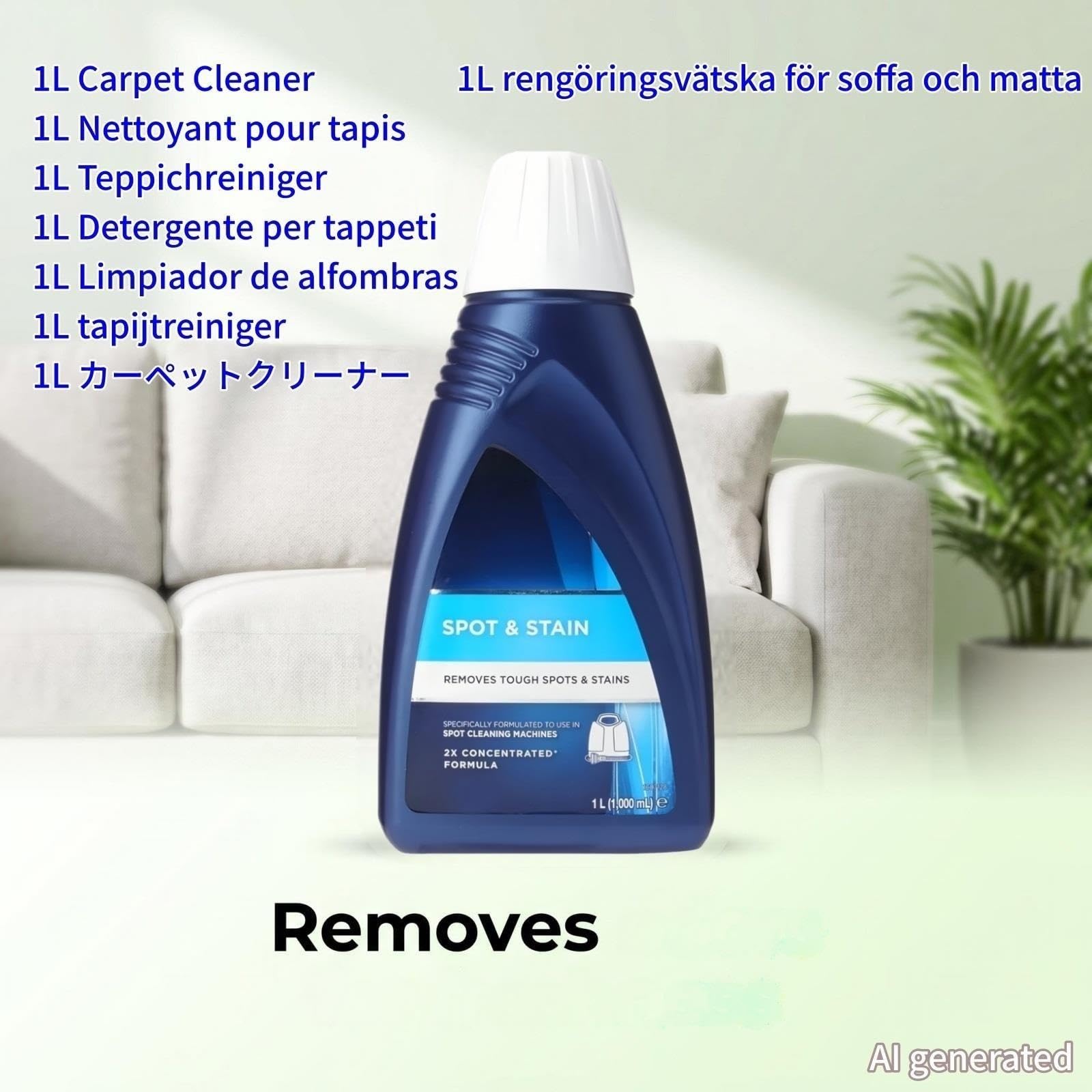 Solution De Nettoyage Pour Canapé En Tissu Et Tapis Compatible Avec Bissell L'aspirateur Sec Et Humide Et Le Nettoyeur De Tapis En Tissu. 1L(1 pcs-1L)