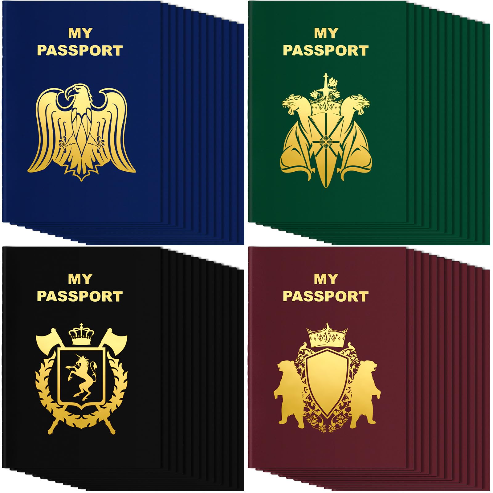 Lincia 48 Pcs Blank Passport Notebooks Fake Passport Book Journal Notebook Bulk for World Travel Pretend Activity Party Favor Sticker Collection School Projects Supplies(Vintage Color)