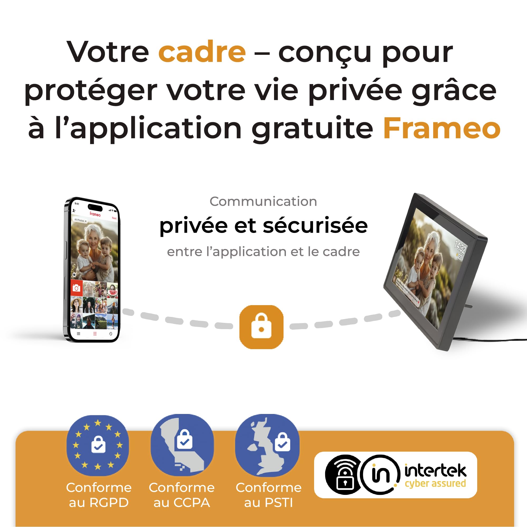 Denver PFF-1021B Cadre Photo numérique Wi-FI FRAMEO 10,1 Pouces, écran Tactile IPS 1280 x 800, mémoire 16 Go, Application iOS/Android, Noir