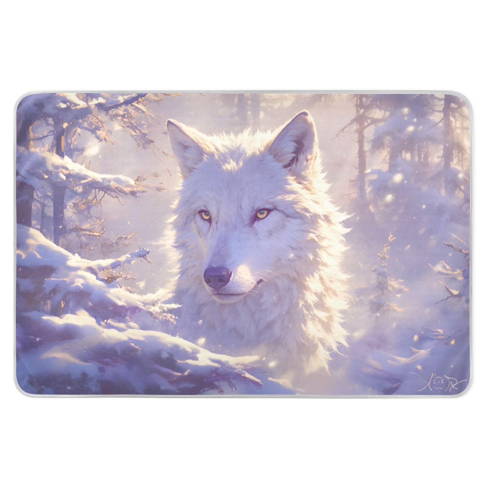 CEBUGI 34” x 52”Washable Underpads Heavy Absorbency Waterproof Incontinence Bed Pads White Wolf Pee Pads for Adults Kids and Baby