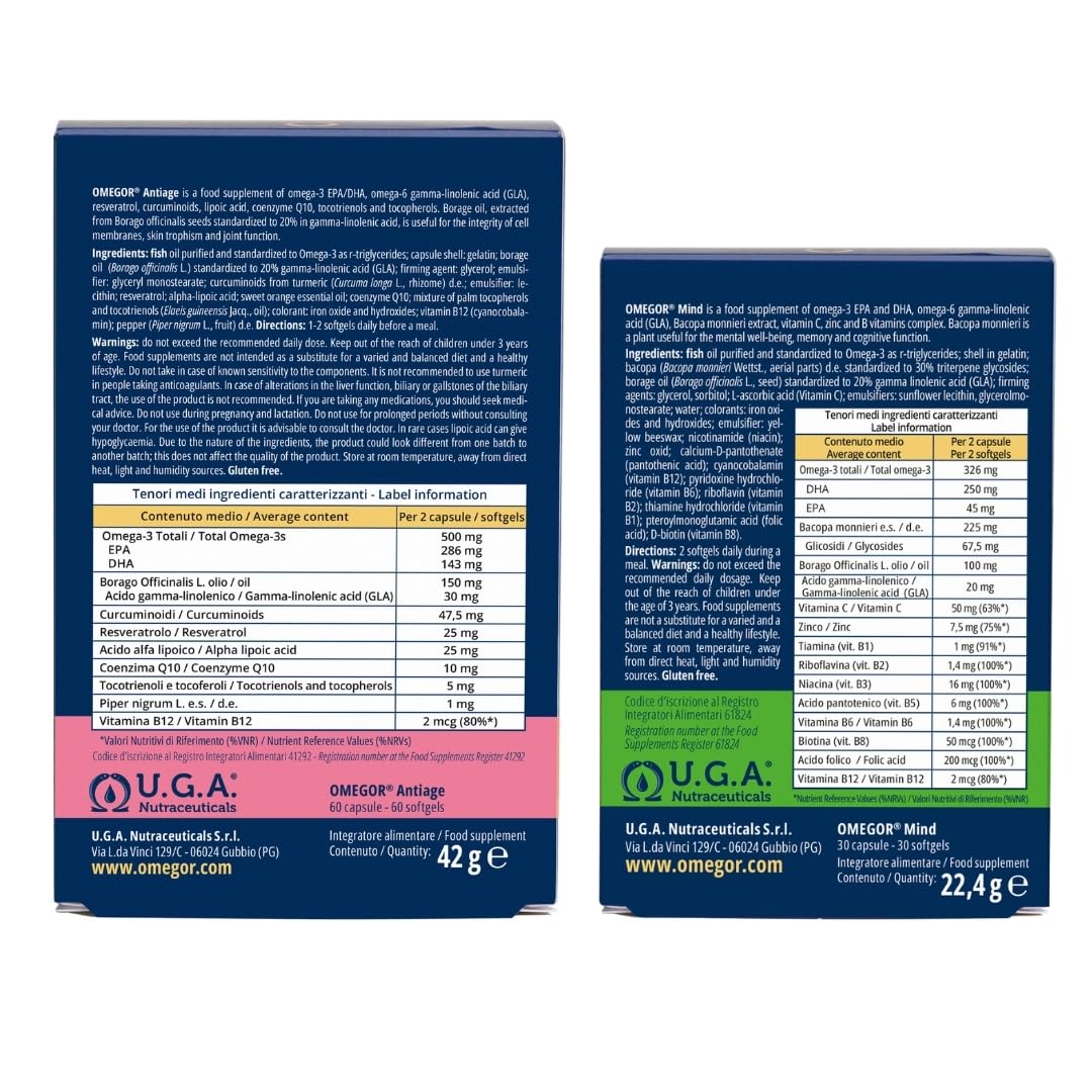 Pacchetto per Omegor Antiage e Omegor Mind 30 cps