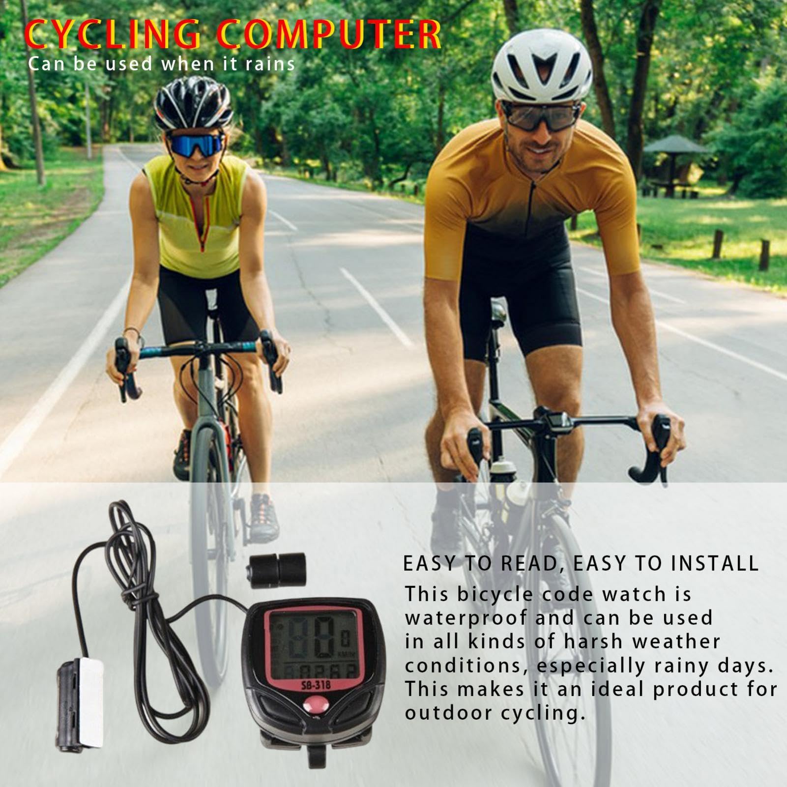 Ordenador para Bicicletas de Bicicleta, odómetro de visualización fácil de, velocímetro de Bicicletas, computadora odómetro, velocímetro fijable, Dispositivo de Seguimiento, computadora, odómetro