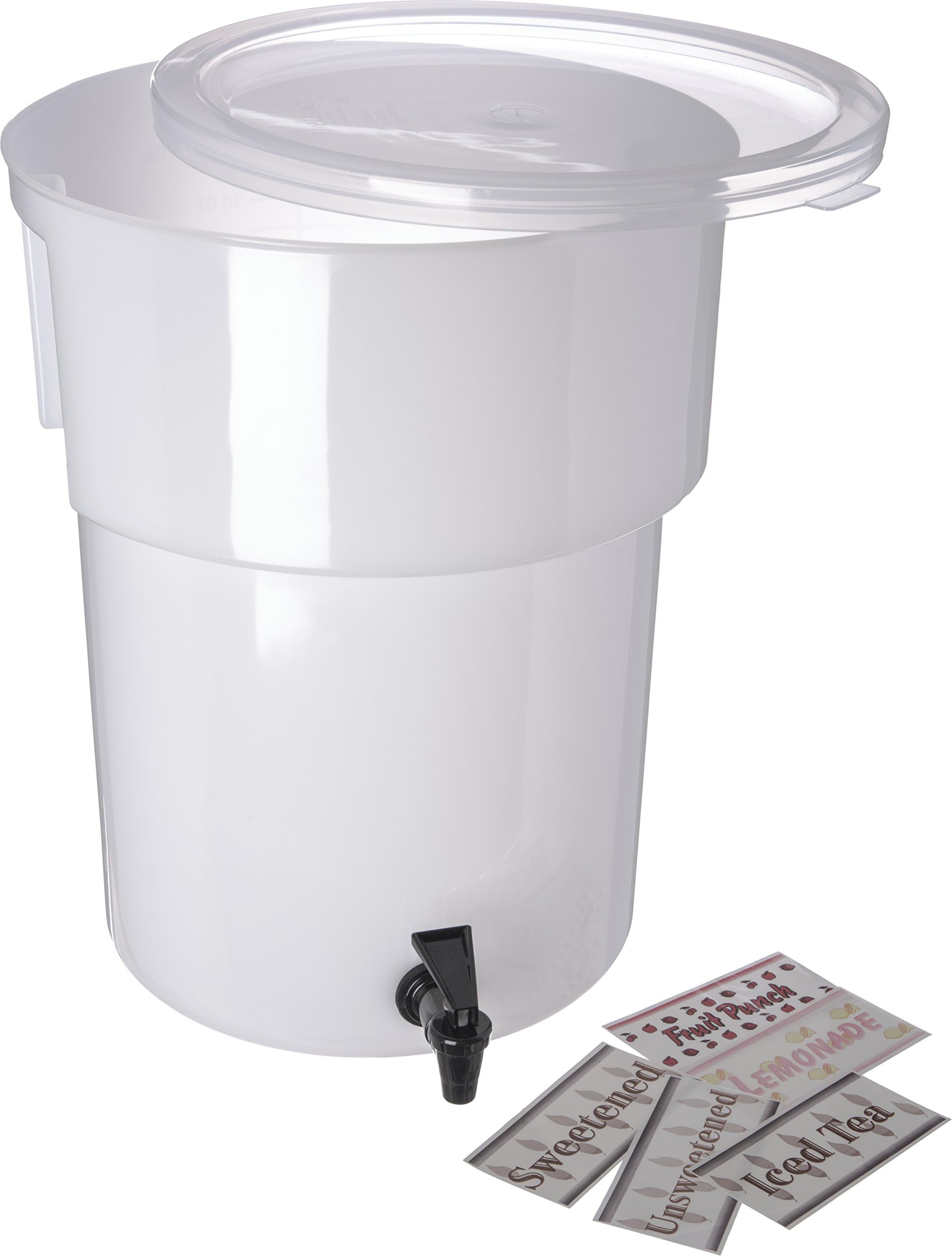 Carlisle FoodService Products Paddles 221002 Polyethylene Round Beverage Dispenser, 5 Gallon Capacity, White
