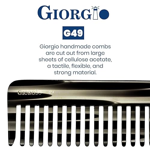 Miniatura 5 de Giorgio G49 - Peine desenredante grande de grafito de 5.75 pulgadas, dientes anchos para cabello grueso y rizado, peine desenredante de cabello
