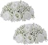NUPTIO Baby Breath Flower Balls: 2 Pcs 8.6 inch Diameter White Artificial Rose Fake Arrangement Bouquet Wedding Centerpieces Event Party Tables Decorations