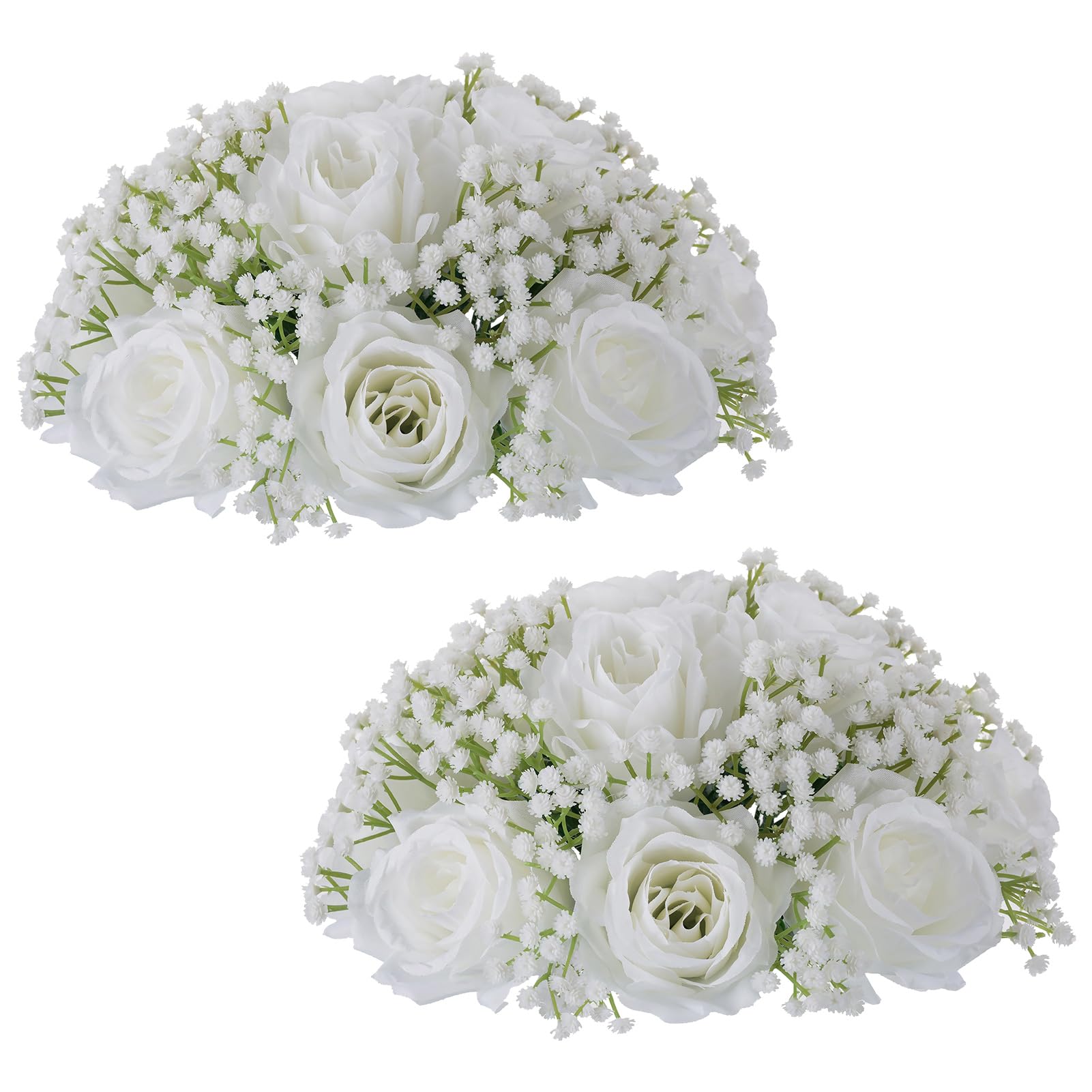 NUPTIO White Flowers Ball Centrepieces: 2 Pcs 22cm Diameter Decorative Artificial Rose Balls for Wedding Table