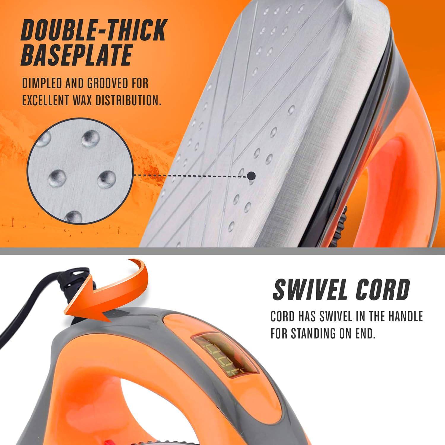 RaceWax Digital Ski & Snowboard Waxing Iron - Wax Iron - Adjustable Temperature & Thick, Dimpled Aluminum Baseplate - Evenly Distributes All Waxes from 176 to 338 Degrees F (80 to 170 Degrees C)