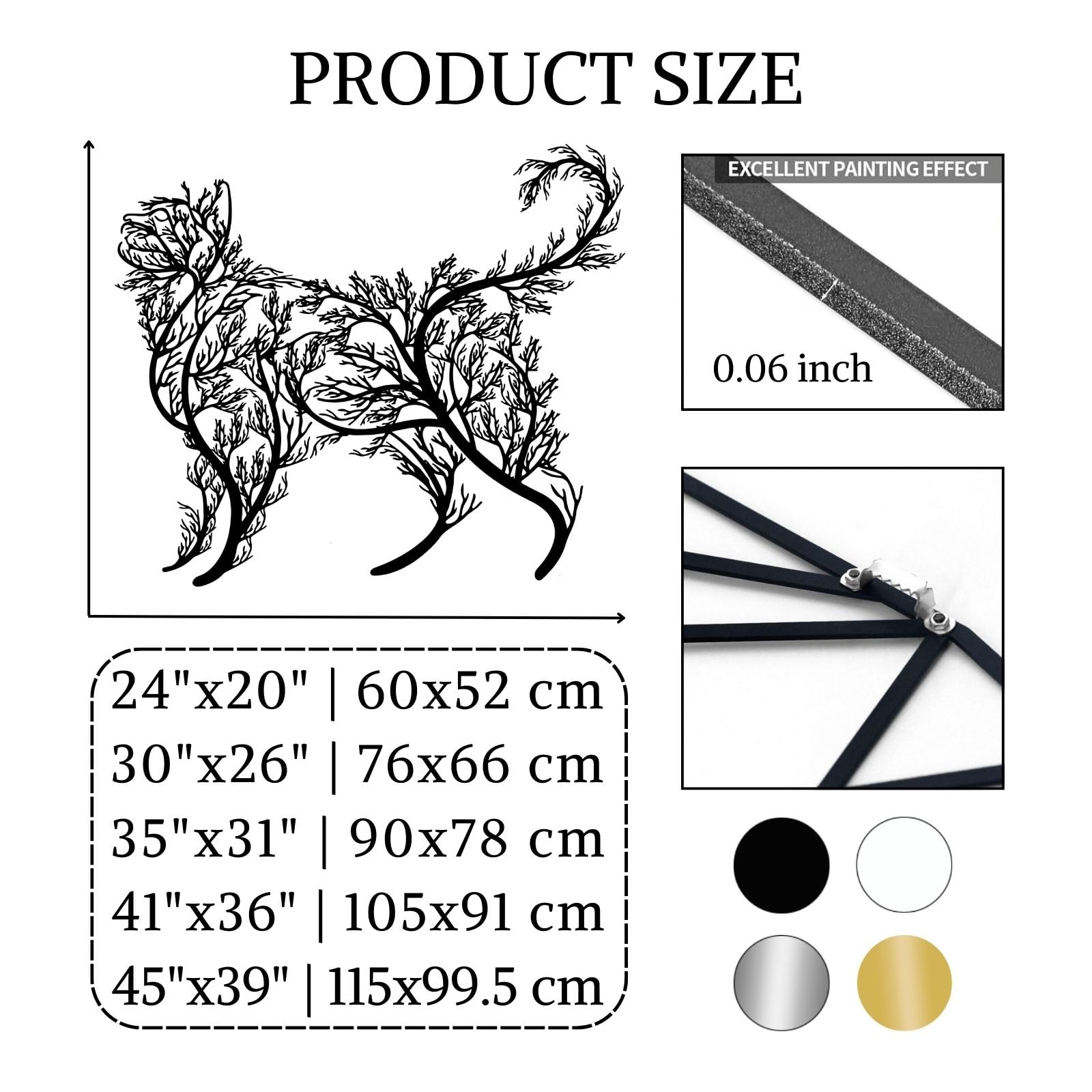Decoración De Pared De Metal Árbol Decorativo con Forma De Gato Letrero Grande para Sala De Estar Regalo para Amantes De Los Gatos 90 X 78 Cm Blanco.