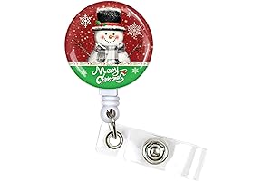 Christmas Badge Reel with Retractable Clip and Funny Snowman Design