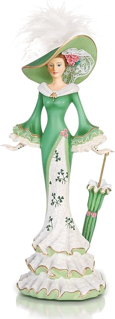 The Bradford Exchange 'My Wild Irish Rose' - Patriotic Lady Figurine with Shamrock Design - Hand Crafted & Hand Painted