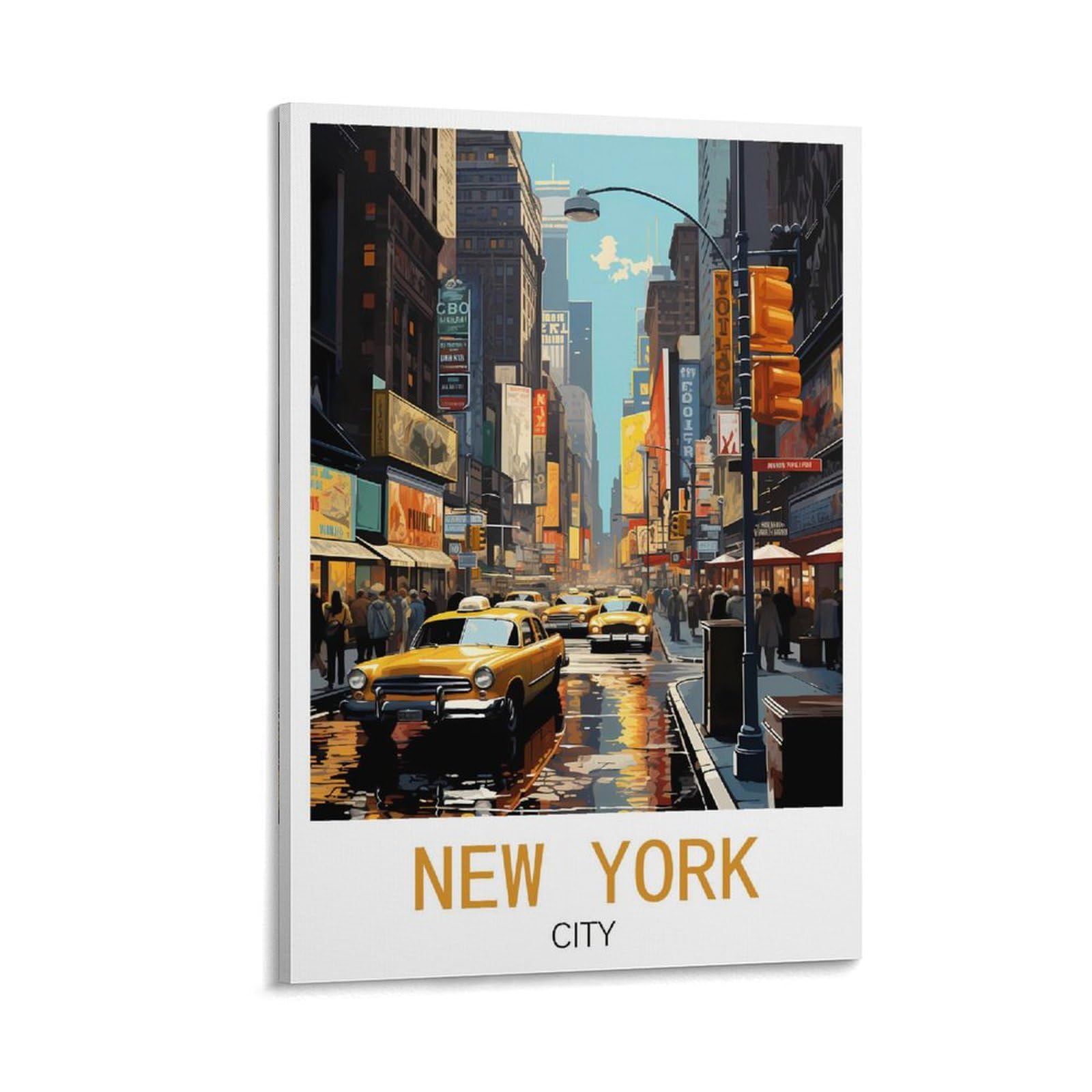 LOLWNNI New York City Street Vintage Travel Posters 08x12inch(20x30cm) Canvas Wall Art Print Picture Paintings for Living Room Bedroom Decor