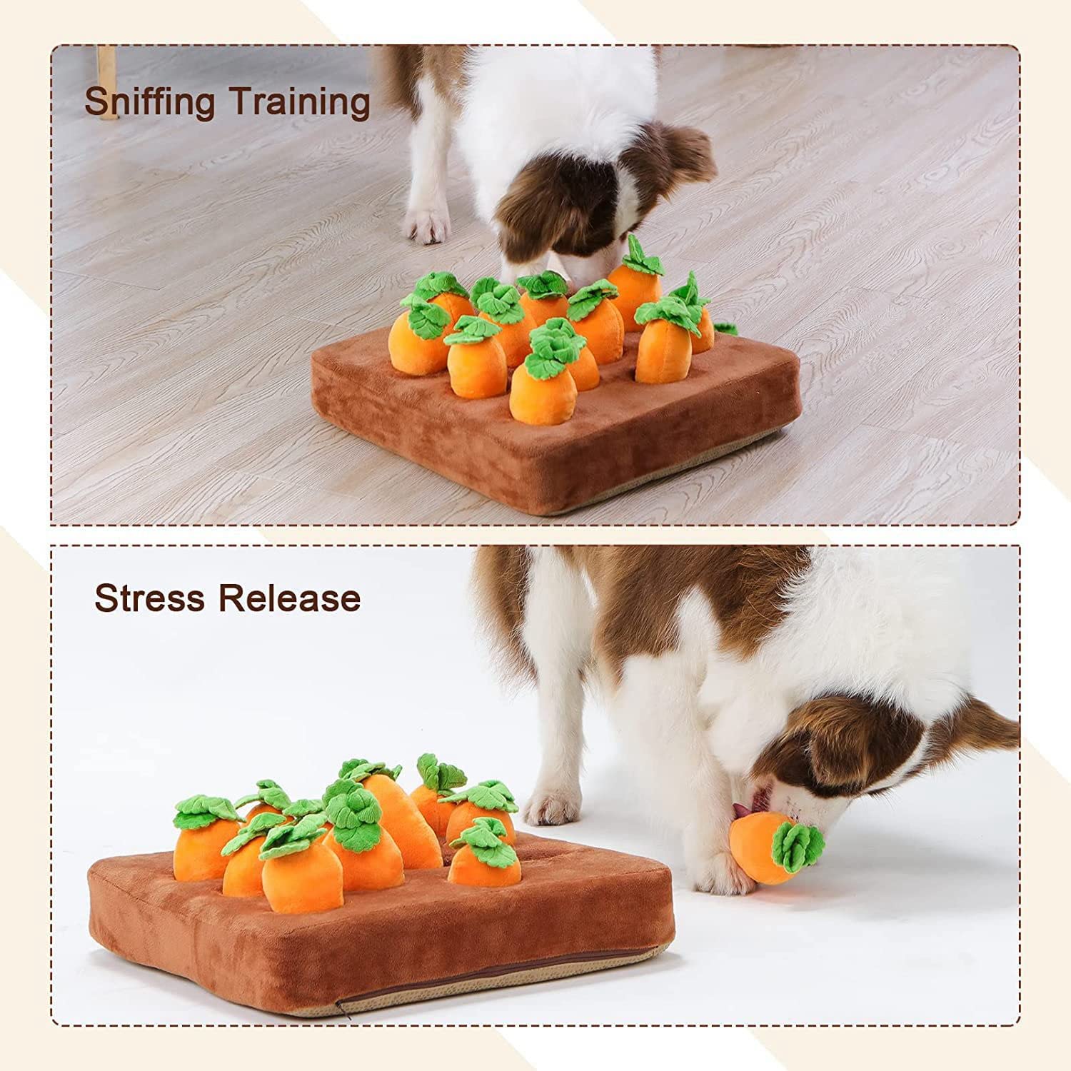 ANTIOCH Giocattoli Interattivi per Cani, Carota per Cani, Giocattoli Puzzle Peluche 2 in 1, Giochi Alimentazione per Naso per Alleviare lo Stress degli Animali Domestici