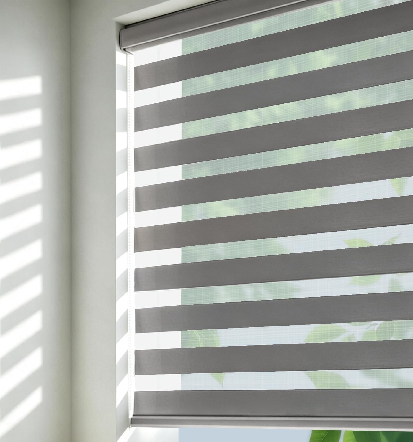 Color-Matched Custom Cordless Zebra Blinds, Light Control for Day and Night, Privacy Light Filtering Dual Layer Window Shade, Energy-Saving Cordless Zebra Blinds for Windows, Window Shade