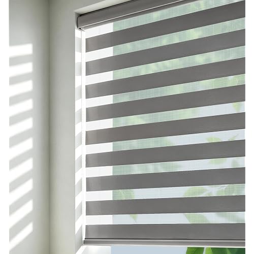 Color-Matched Custom Cordless Zebra Blinds, Light Control for Day and Night, Privacy Light Filtering Dual Layer Window Shade, Energy-Saving Cordless Zebra Blinds for Windows, Window Shade