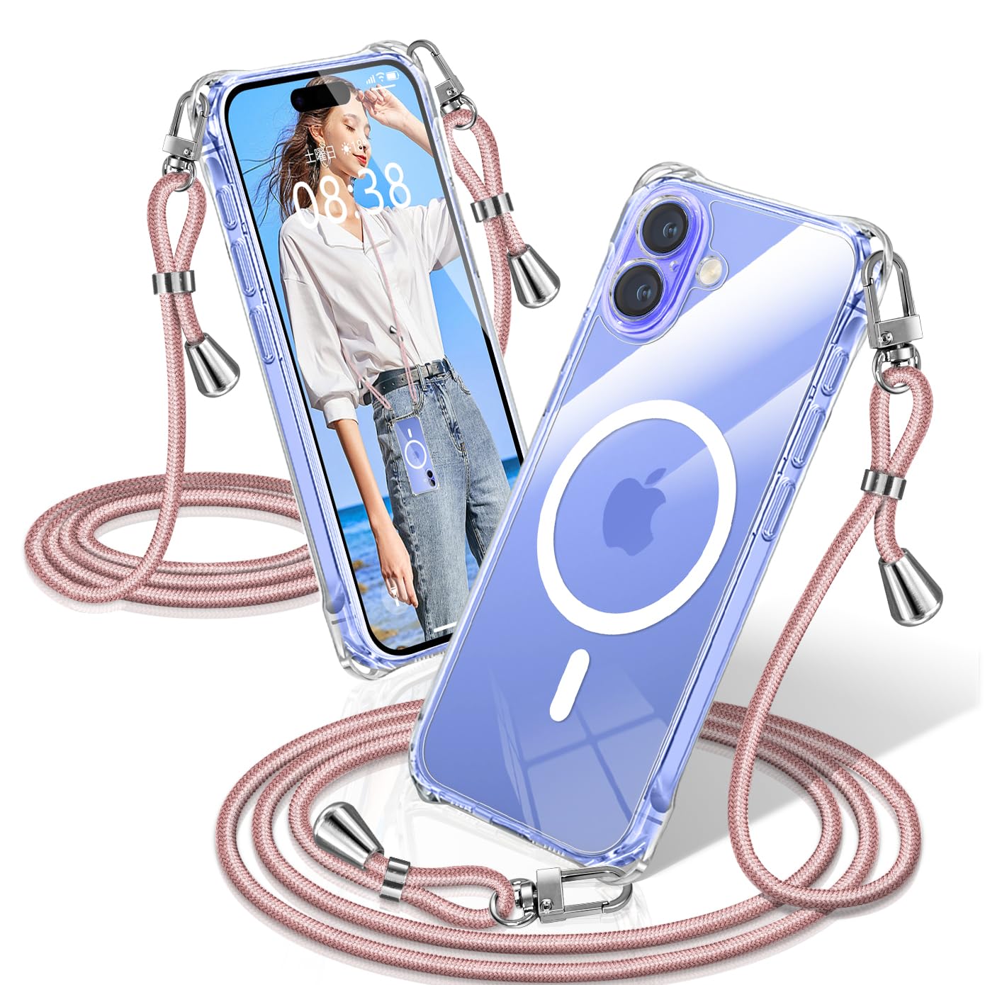 Amazon.co.jp: XIOYATY 用の iPhone 16 ケース クリア ショルダー