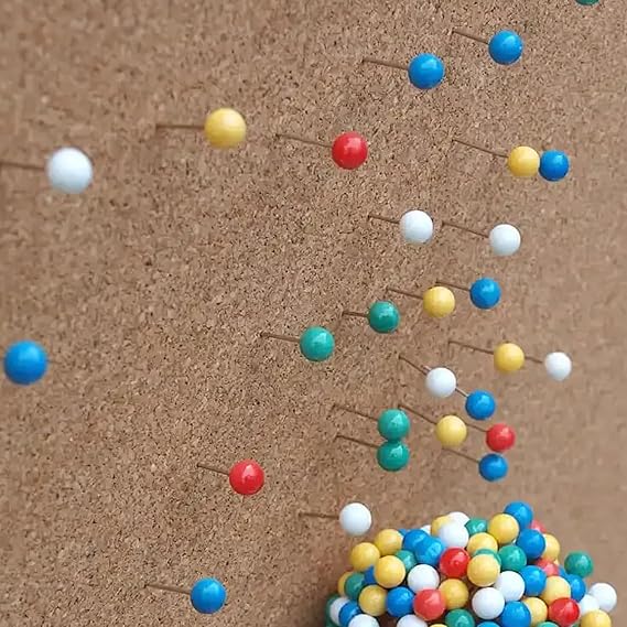 500 Pcs Push Pins Map Pins Colored Drawing Round Head Pins Map Tacks with Steel Points Map Push Pins for World Map Cork Board Fabric Marking