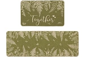 Artoid Mode Wildflowers Floral Leaves Kitchen Mats Set of 2, Spring Home...