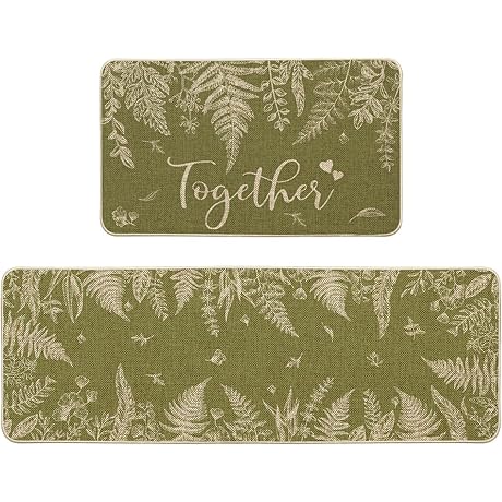 Artoid Mode Wildflowers Floral Leaves Kitchen Mats Set of 2, Spring Home...