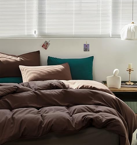 Miniatura 314 de Luxlovery - Juego de edredón azul neblina, tamaño matrimonial, minimalista, azul polvoriento, edredones de algodón suaves y transpirables, azul