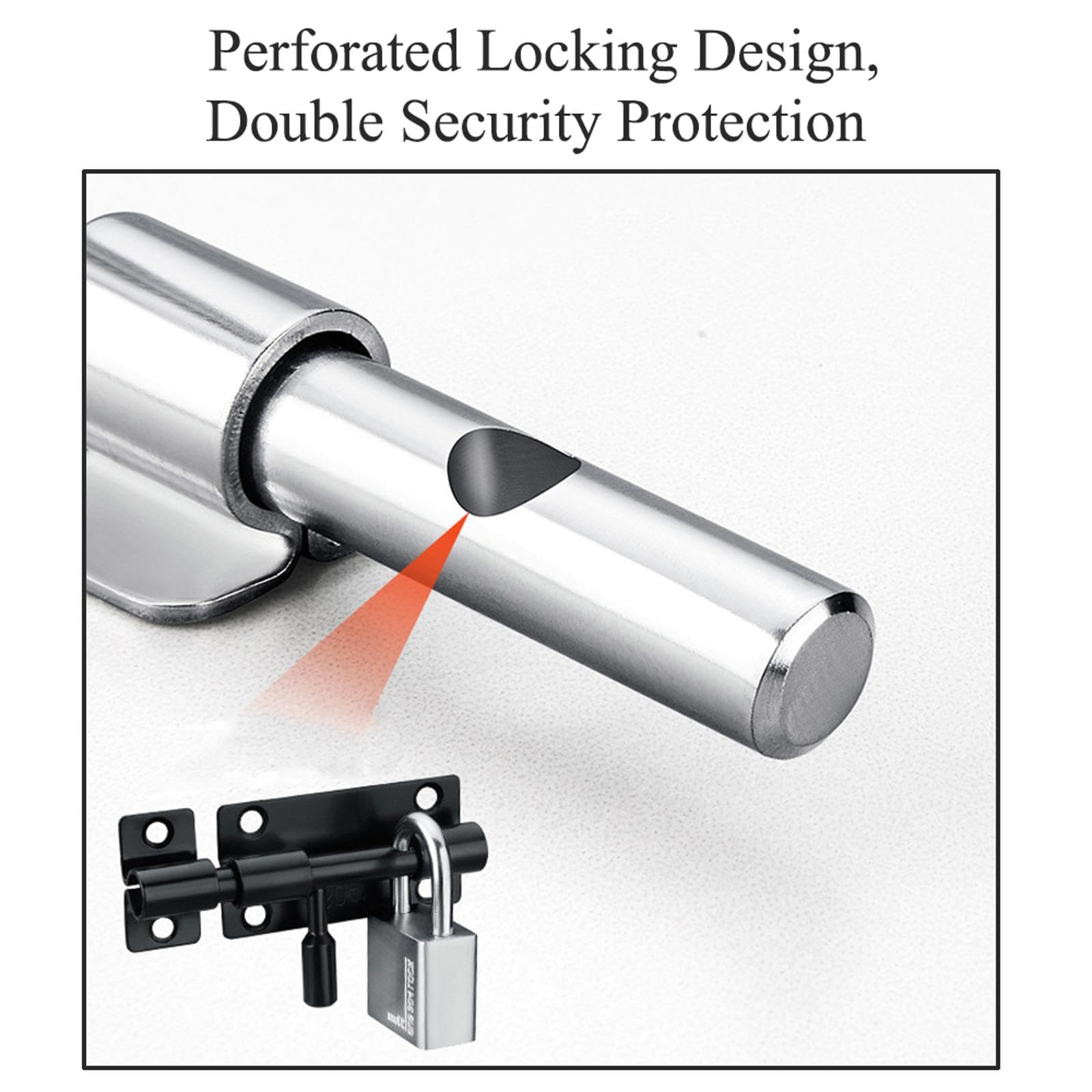 2pcs Slide Gate Latch Bolt Door Lock, Barrel Bolt Door Latch with Padlock Hole - Image 4