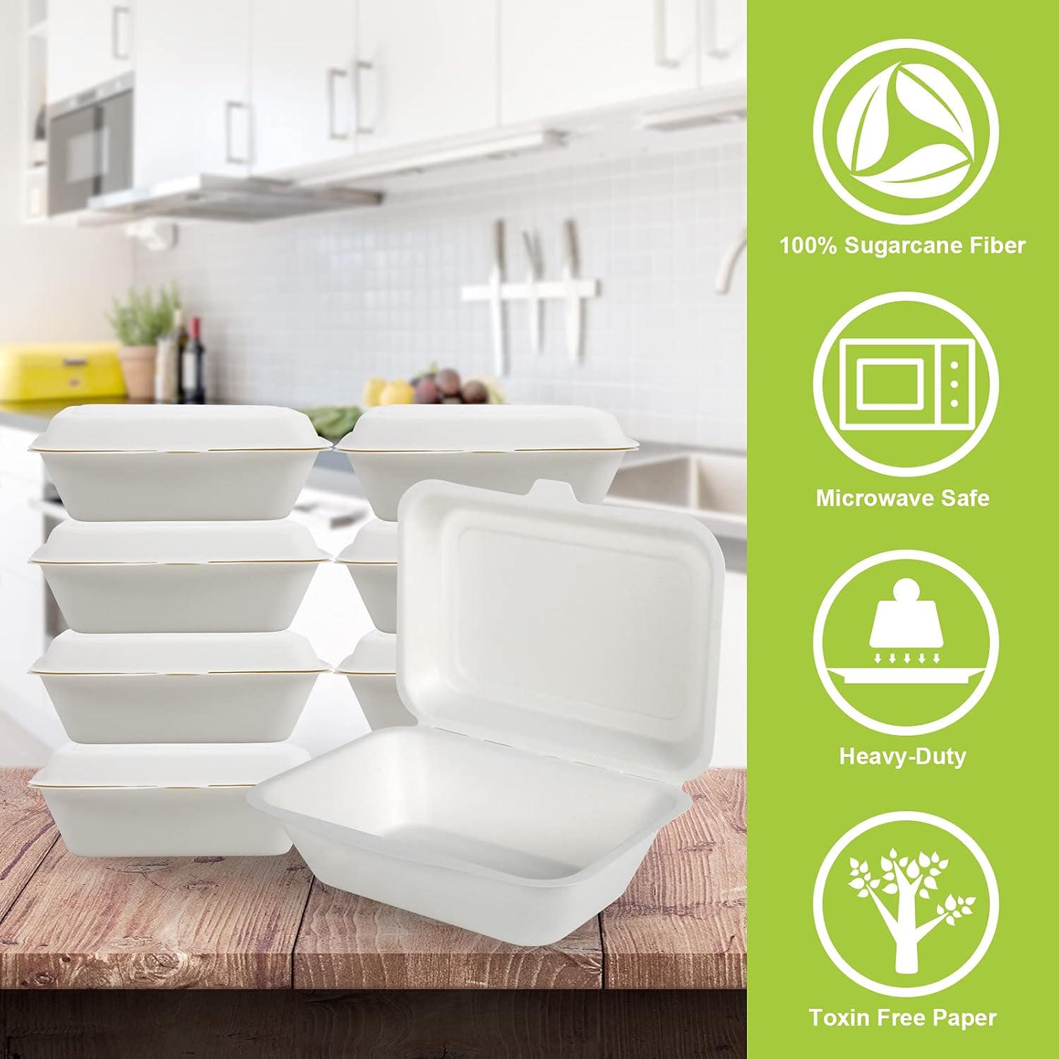 BangShou Disposable,Compostable Bagasse Clamshell Biodegradable,Take Out Food Containers,Microwave And Freezing Safety To Go Containers【7 Inch】Natural Heavy-Duty Takeaway Containers,Eco-Friendly To Go Dinner Box 30-Pack: Industrial & Scientific