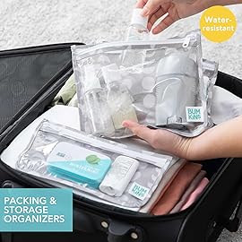 Bumkins Travel Bag, Toiletry, TSA Approved Packing Pouch, Zip Bag, Quart Size Airline Compliant, Clear-Sided, Set of 3 Sizes