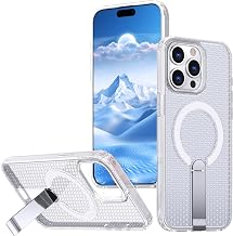 iPhone 15 Pro Max Case, with Stand, Breathable with Heat Dissipation + Silicone Edge Durable Magnetic Case Cover for iPhone 15 Pro Max – White