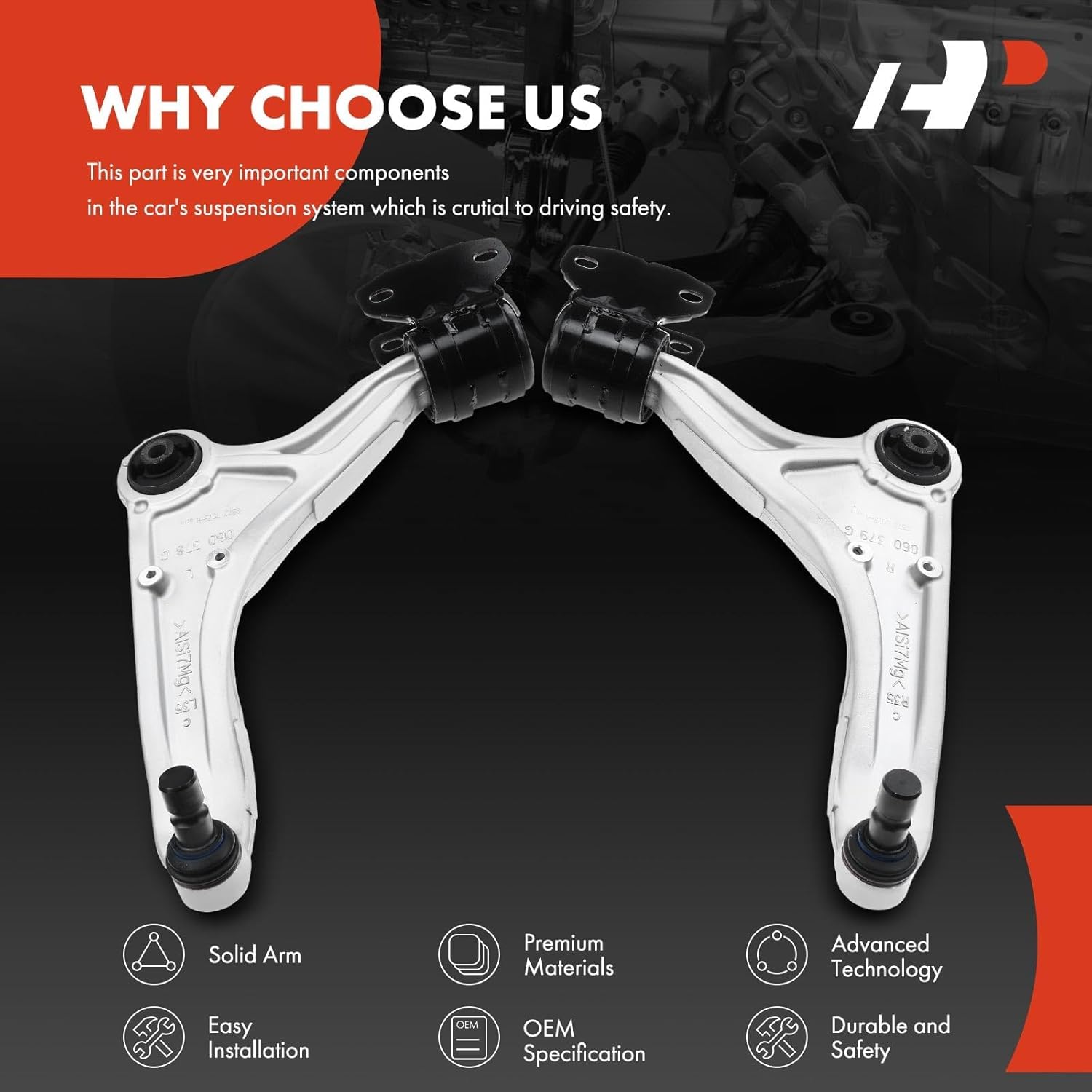 A-Premium 2 x Front Lower Control Arm, with Ball Joint & Bushing, Compatible with Ford Fusion 2013-2019, Police Responder Hybrid 2019-2020, SSV Plug-In Hybrid 2019-2020, Lincoln MKZ 2013-2019