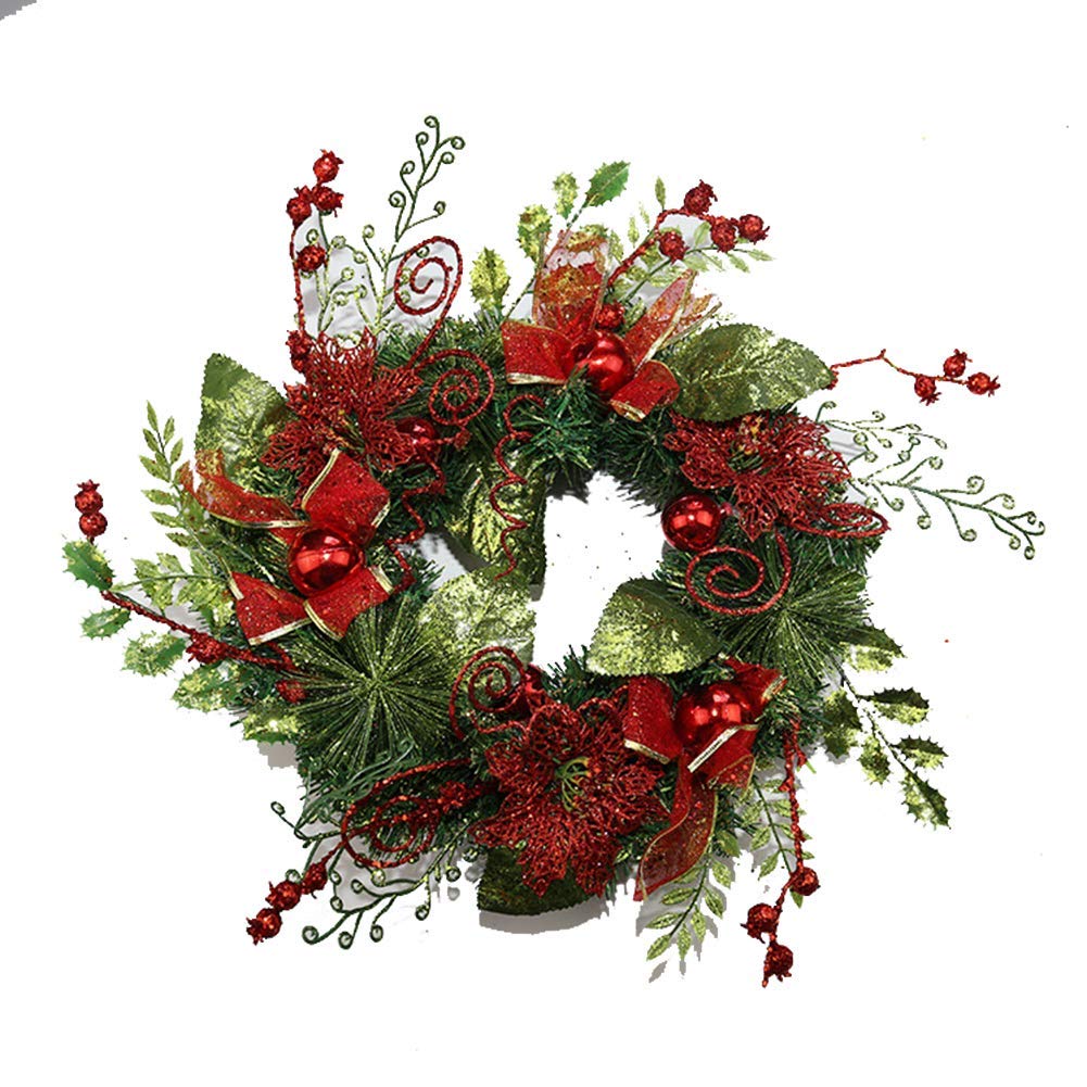 Guirlande de Noël porte d'entrée décoration extérieure artificielle PVC jaune 16"