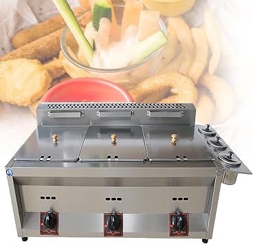Fryer 3 Deep Fryer,French Fries Machine,Electric Deep Fryer,Stainless Steel Fryer with Heating Element