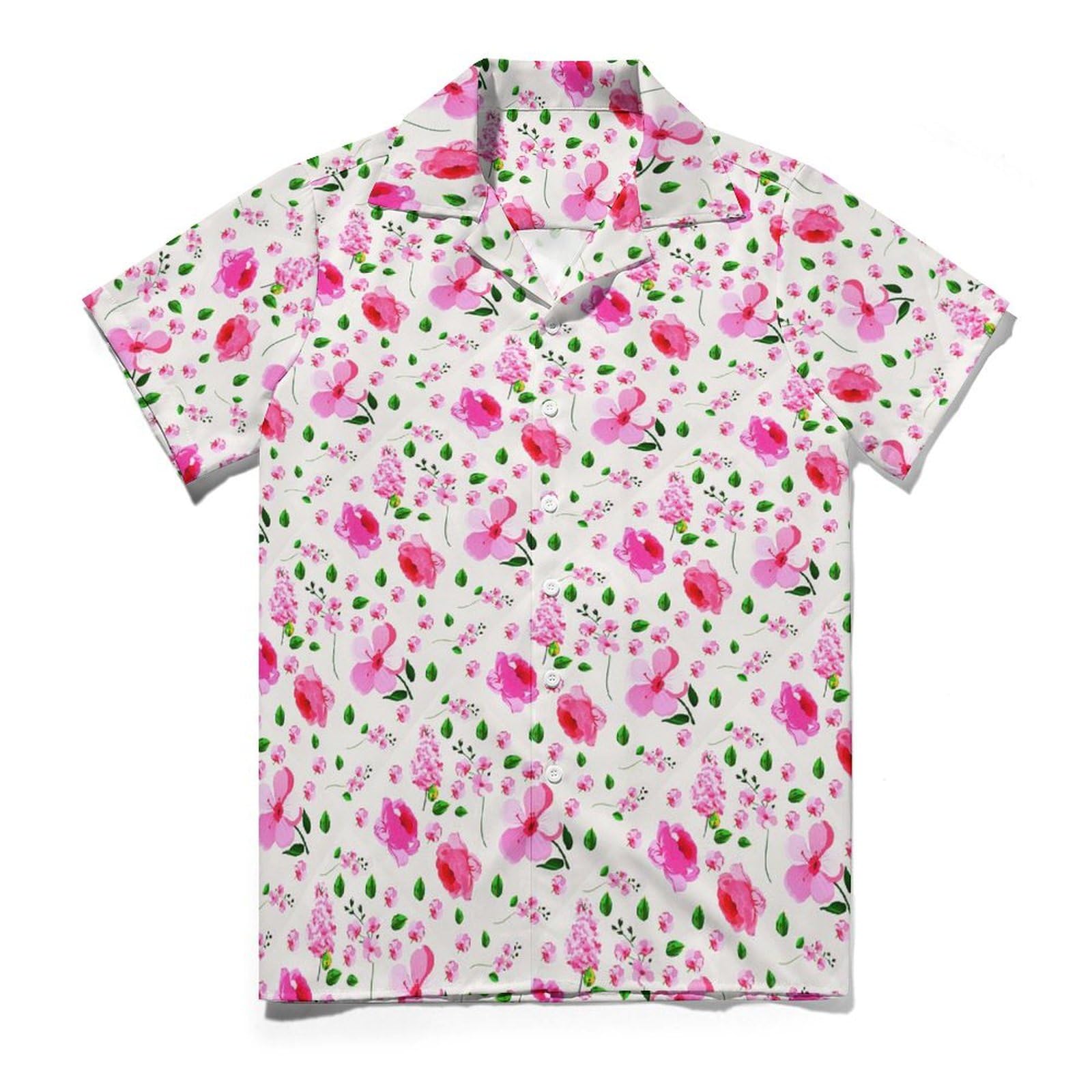 Amazon.co.jp: 半袖シャツ メンズ ワイシャツ ピンク 花柄 開襟シャツ