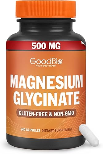 Glicinato de magnesio  Suplemento de magnesio de alta absorción de 500 mg por porción para aliviar el estrés, el sueño, la salud del corazón y los