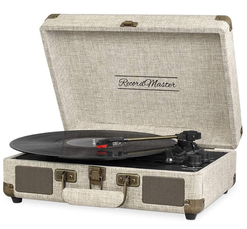 Record Master St14012 Pikap - Bej (Keten| - Şarj ve Bluetooth Özellikli | Özel Sert Kumaş Kaplama | Tüm PlakTürleri İle Uyumlu
