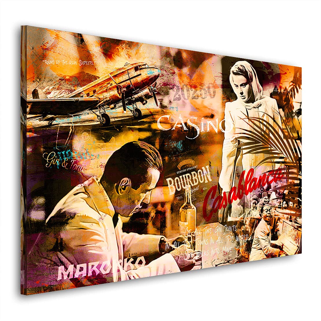 Kunstgestalten24 Leinwandbild Casablanca Pop Art Wandbild Kunstdruck Raumdekoration