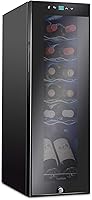 Ivation 12 Bottle Compressor Wine Cooler Fridge w/Lock - Freestanding Cellar, 41-64°F Digital Control, UV-Protect Glass Door, Black