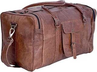 Komal's Passion Leather 21 Inch Vintage Full Grain Leather Duffel Bag - Carry-On Gym Travel Weekend Duffle for Men Women