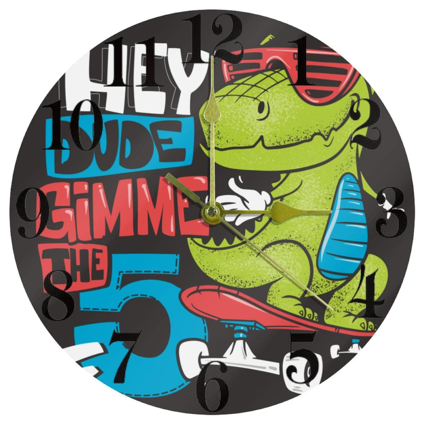 Horloge murale à quartz crocodile 25 cm silencieuse pour chambre enfant