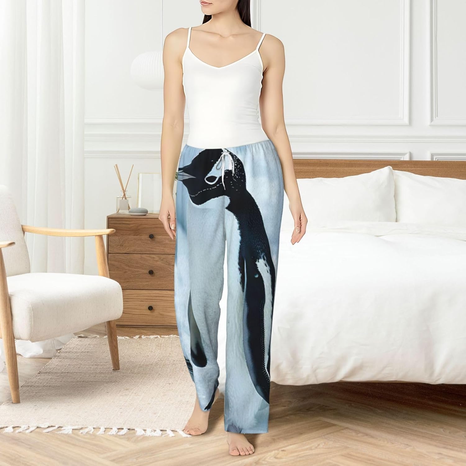 Penguin Print Fashion Cozy Womens Flannel Pajama Pants,Perfect For Christmas And Everyday Wear