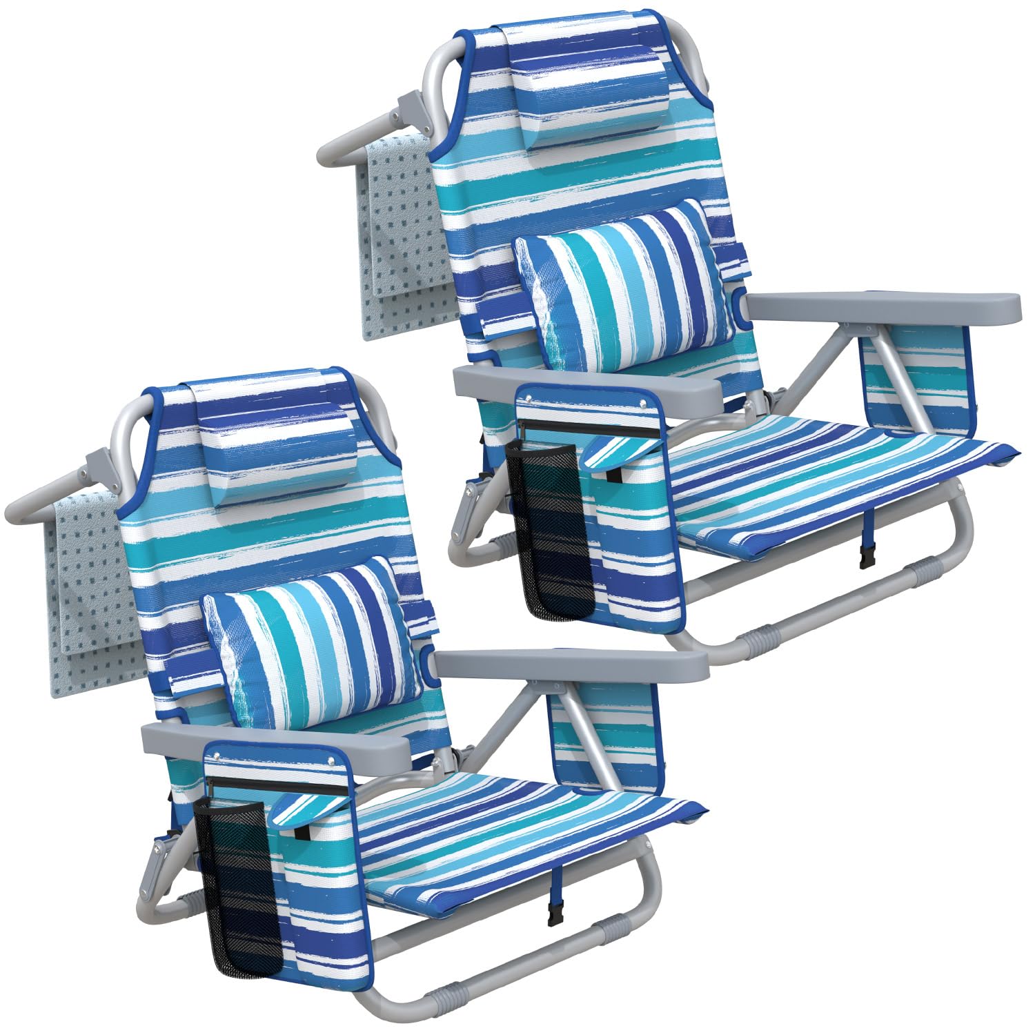 ZENPETIO 5-Position Backpack Beach Chair for Adults with Lumbar-2 Pack