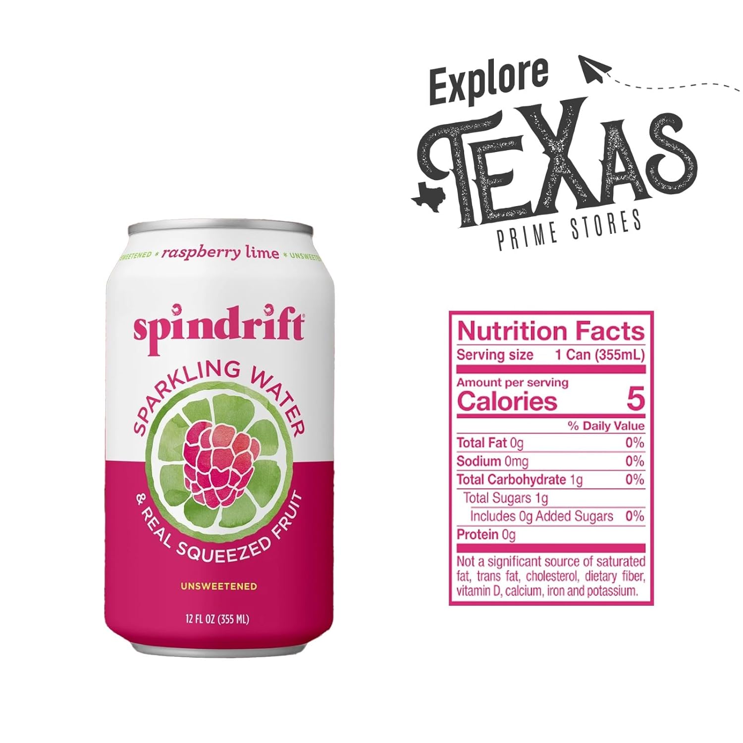 Spindrift 20- Pack of Raspberry Lime Sparkling Water & Real Squeezed Fruit 12 fl oz Can