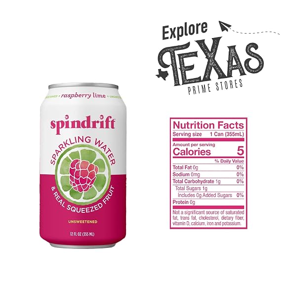 Spindrift 20- Pack of Raspberry Lime Sparkling Water & Real Squeezed Fruit 12 fl oz Can