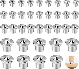36 Stück Dübelhilfe Holzdübel Set - 6/8/10/12 mm Kohlenstoffstahl Rostschutz Holzdübel Zentrierspitzen, Round Zentrierspitze Dübelhilfe Stahl, Markierspitzen für Holzverarbeitung Holz Bit Werkzeug