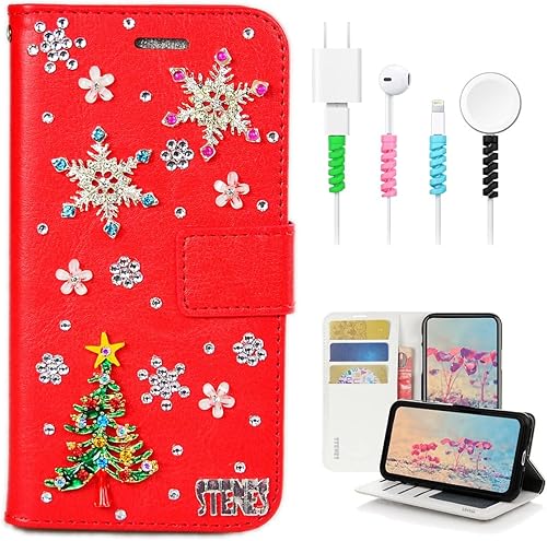 Miniatura 9 de STENES Bling - Funda tipo cartera compatible con Samsung Galaxy S23 Ultra, elegante - Funda de cuero con diseño de lazo hecho a mano en 3D con