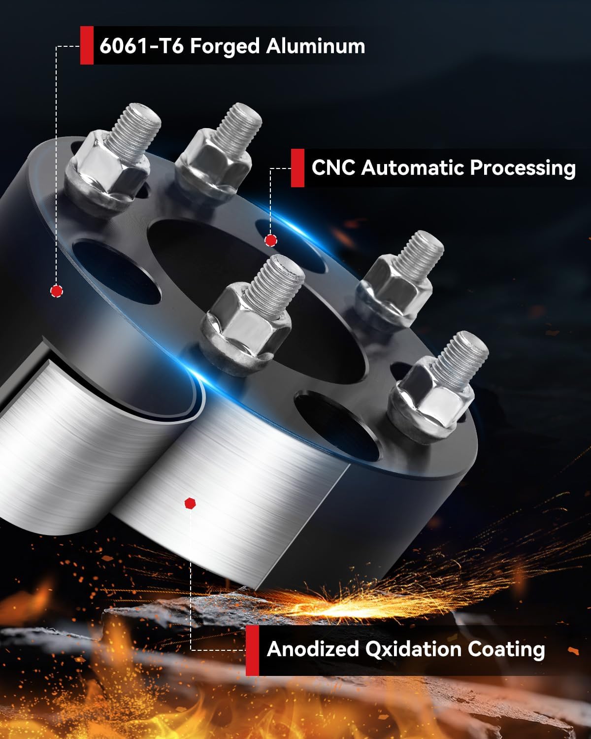 YIZBAP 5x5 Wheel spacers for Wrangler JL Grand Cherokee WK2 Gladiator JT Durango, 2 inch 5x127 Wheel spacers 87.1mm Hub bore with 14x1.5 Thread Pitch