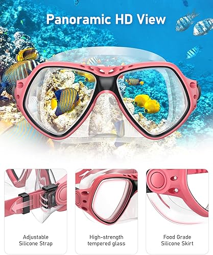 Miniatura 3 de Dry Snorkel Set,Snorkel Mask with HD Anti-Fog Coating Tempered Glass,Scuba Diving Mask,Professional Snorkeling Gear for Adults