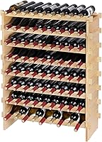 VEVOR 8-Tier Stackable Bamboo Wine Rack for 72 Bottles - Modular Freestanding Wobble-Free Storage Kitchen Cellar Natural Wood