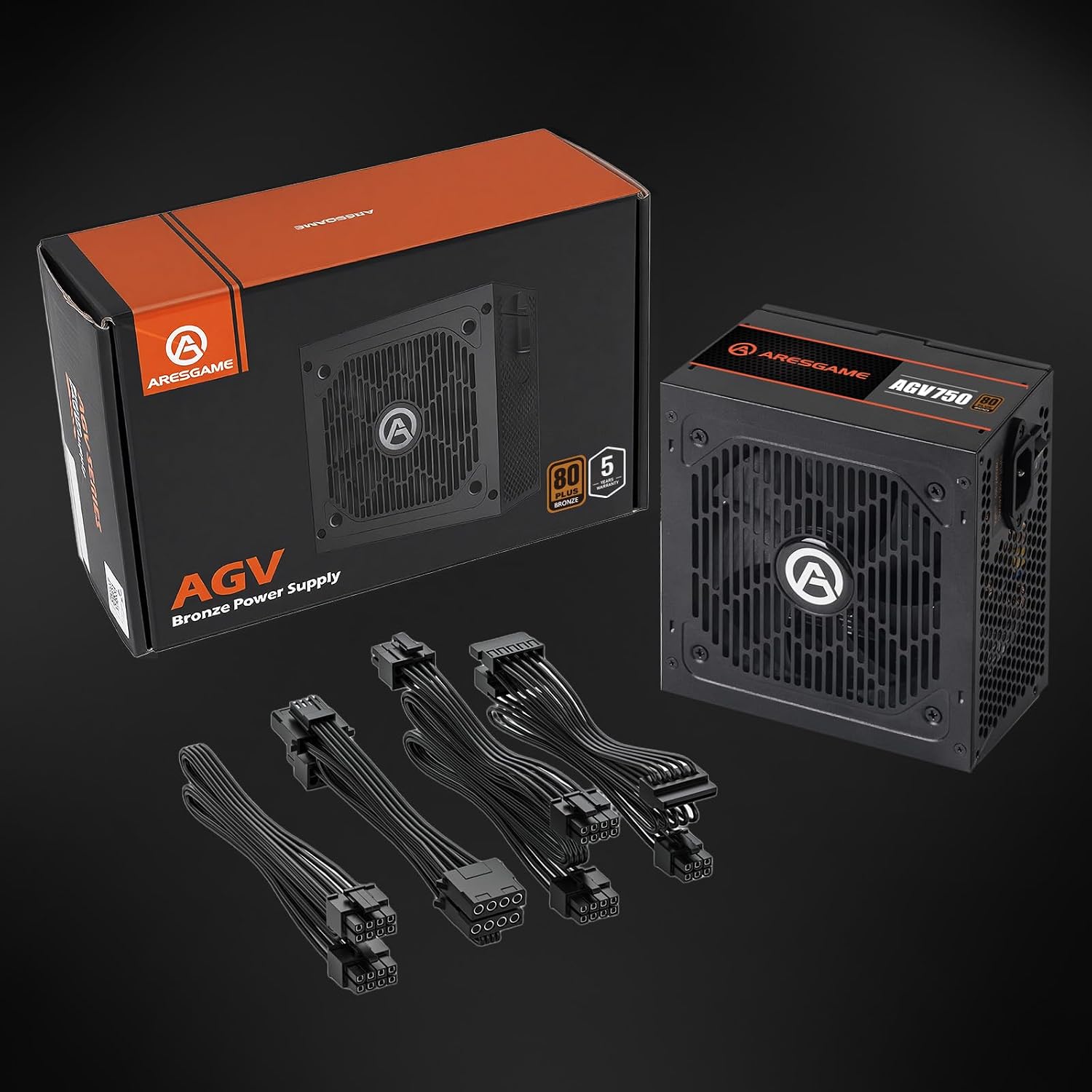 ARESGAME AGV Series 750W Power Supply, 80 Plus Bronze Certified, Semi Modular Power Supply, 5 Year Warranty